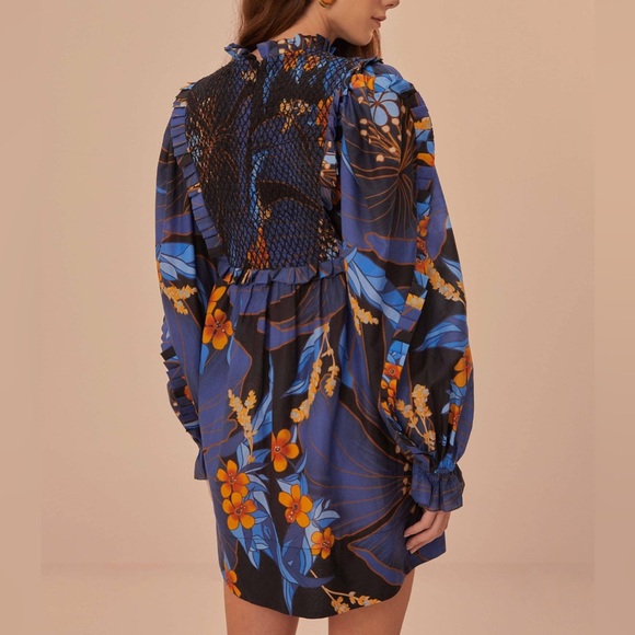 FARM Rio Sundress Pietra Floral Long Sleeve Mini Dress, NWT - Picture 4 of 14